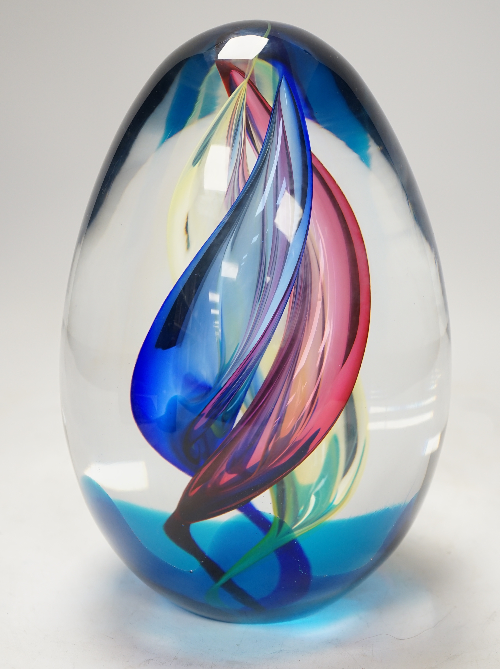 A large ARS, Murano glass egg-shaped ornament, marked ARS to base, signed Cammozzo Roberto, height 22cm